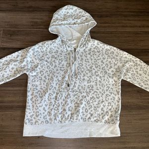 Hippie Rose Grey Cheetah Print Quarter Zip- Size Large